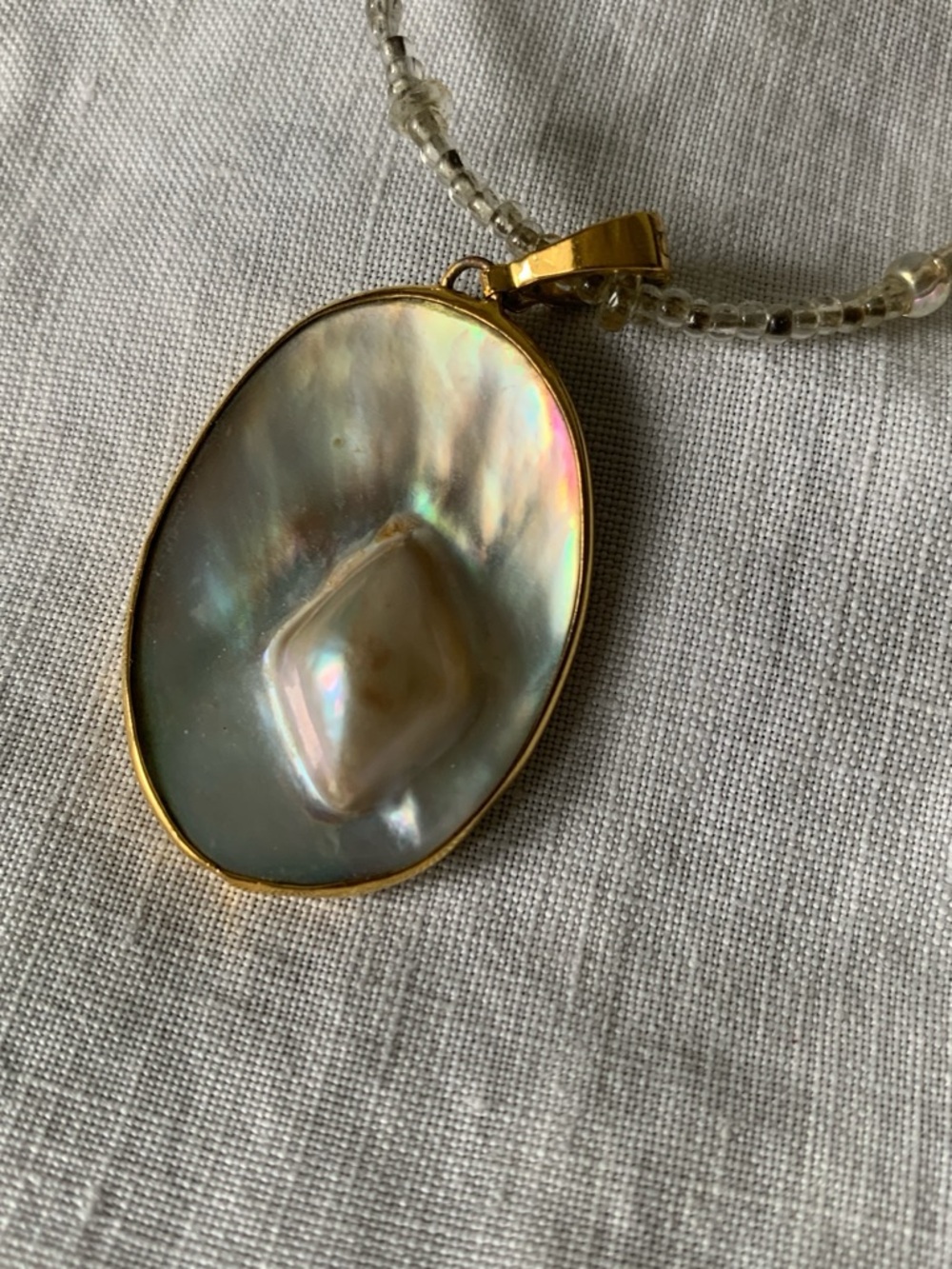 14” Mabe Pearl and Swarovski Crystal Necklace